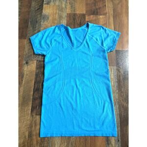 Lululemon Swiftly Tech Short Sleeve Scoop Heathered Bali Breeze Teal Blue Sz 8